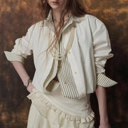 Striped-Trim Button-Front Shirt