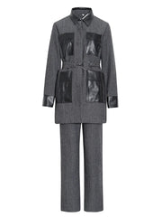Contrast-Panel Shirt and Pants Set