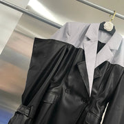 Contrast-Panel Double-Breasted Jacket