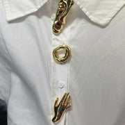 Statement-Button Oversized Shirt