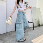 Drawstring Wide-Leg Cargo Pants