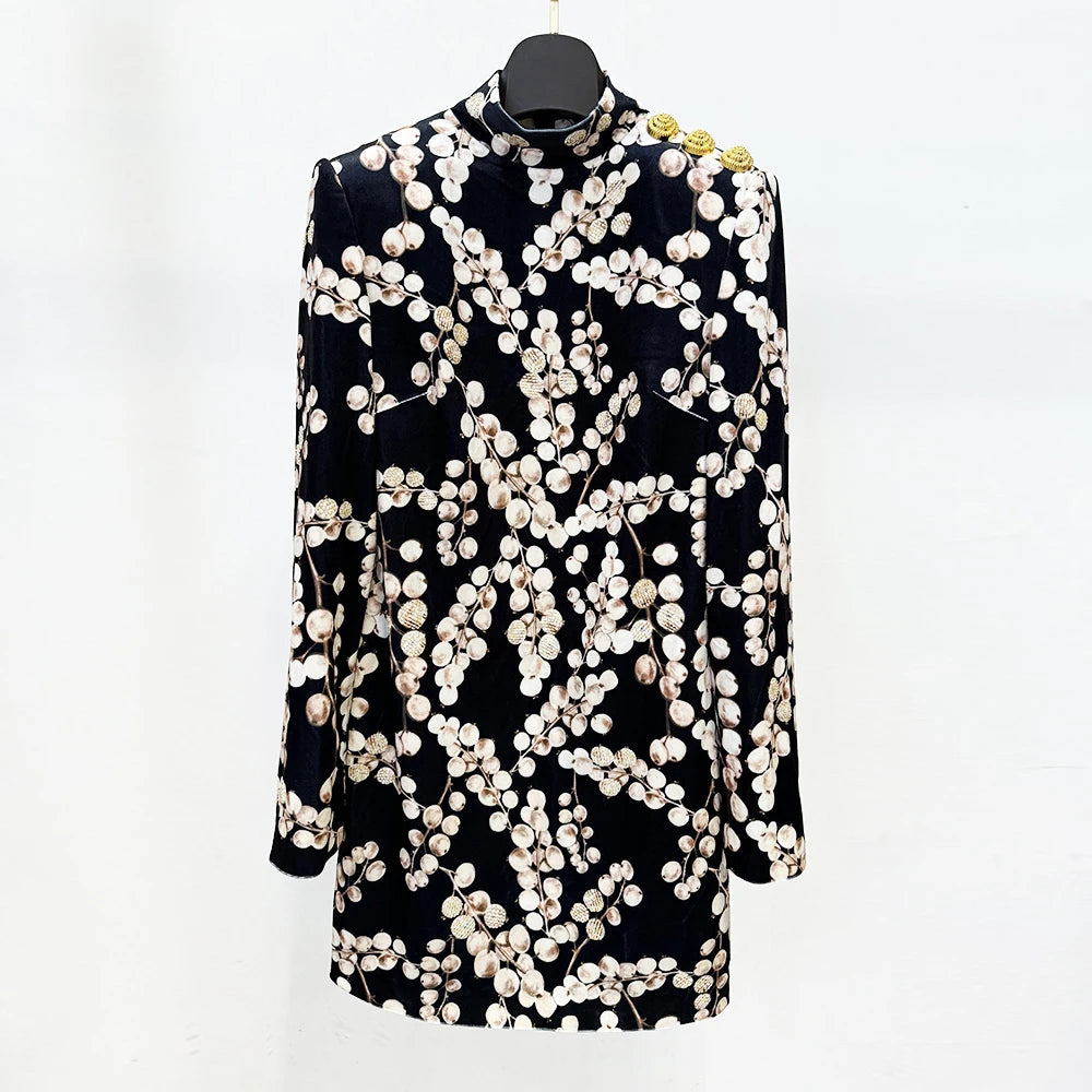 Floral High-Neck Mini Dress