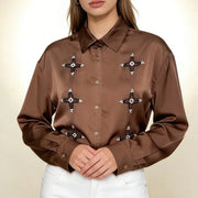 Geometric Embellished Button Shirt