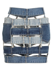Cutout Button-Detail Mini Skirt