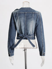 Asymmetric Wrap-Front Cropped Jacket