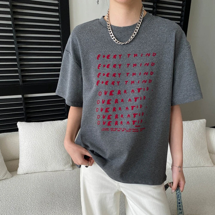 Letter-Print Relaxed Short-Sleeve Tee