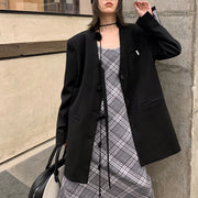 Collarless Single-Button Blazer