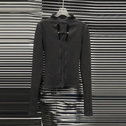 Cutout-Front Long-Sleeve Top