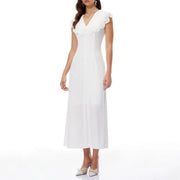 Lace-Trim V-Neck Dress