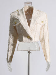 Textured Cropped Jacket or Pleated Skirt