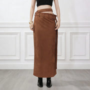 High-Waist Straight Long Skirt