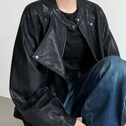 Stand-Collar Relaxed Biker Jacket