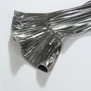 Metallic-Look Pleated Mini Dress