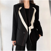 Contrast-Lapel Tailored Blazer