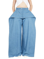 Layered-Pocket Wide-Leg Pants