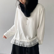 Contrast Ruffle-Hem Relaxed Top