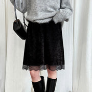Lace-Hem A-Line Skirt