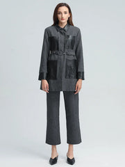 Contrast-Panel Shirt and Pants Set