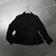 Floral-Detail Sheer Button Shirt