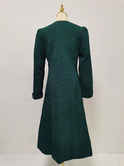 Quilted Button-Front Long Coat