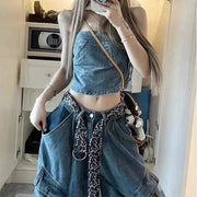 Oversized-Pocket Wide-Leg Jeans