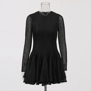 Textured Long-Sleeve Mini Dress