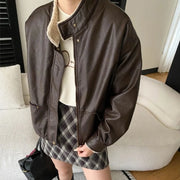 Stand-Collar Zip-Up Bomber Jacket
