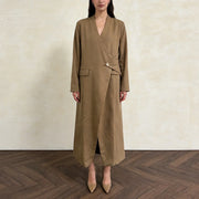 Asymmetric Single-Button Long Coat