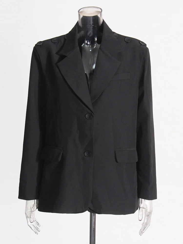 Button-Shoulder Relaxed Blazer