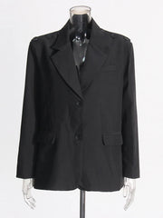 Button-Shoulder Relaxed Blazer