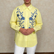 Contrast Floral Button-Up Shirt