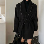 Shawl-Collar Tie-Waist Coat