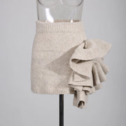 Textured Coat, Top and Skirt Set