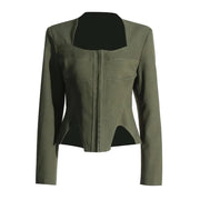Square-Neck Corset-Style Jacket