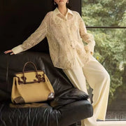 Sheer Floral Lace Button Shirt