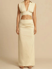 Halter Top and Ruched Skirt Set
