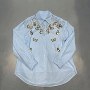 Floral-Embellished Button-Up Shirt
