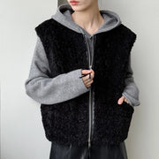 Textured Open-Front Vest