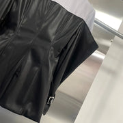 Contrast-Panel Double-Breasted Jacket