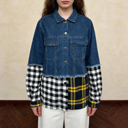 Mixed-Check Paneled Jacket