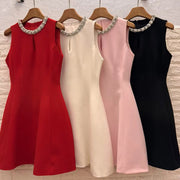 Keyhole Sleeveless Flared Mini Dress