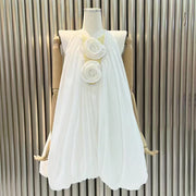 Rosette Halter Bubble-Hem Dress