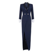 Shawl-Collar Long Blazer Dress