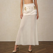 Embellished-Waist Straight Skirt