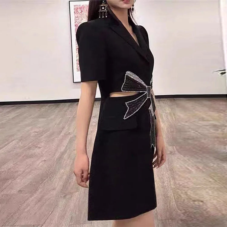 Bow-Detail Cutout Mini Dress