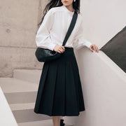 Pintuck-Bib Stand-Collar Shirt