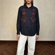 Floral Embroidered Button-Up Shirt