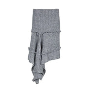 Ribbed Asymmetric Panel Skirt