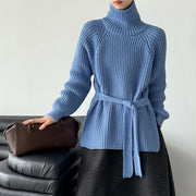 Ribbed Turtleneck Longline Sweater