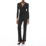 TWOTWINSTYLE Solid Spliced Lace Two Piece Set Female V Neck Long Sleeve Jacket Commute Luxury Women's Trousers Set Autumn New
